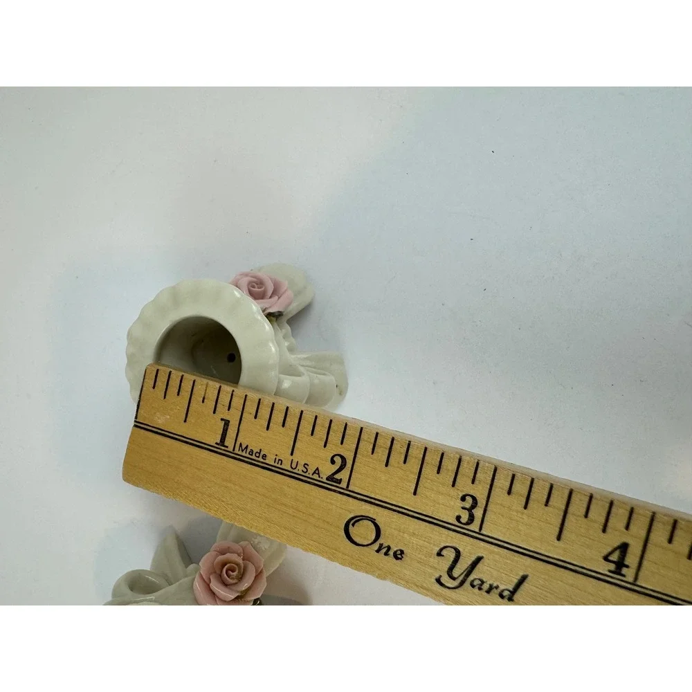 Vintage Ceramic Pink Rose Candle Holder Set Cottagecore Porcelain Taper Pair